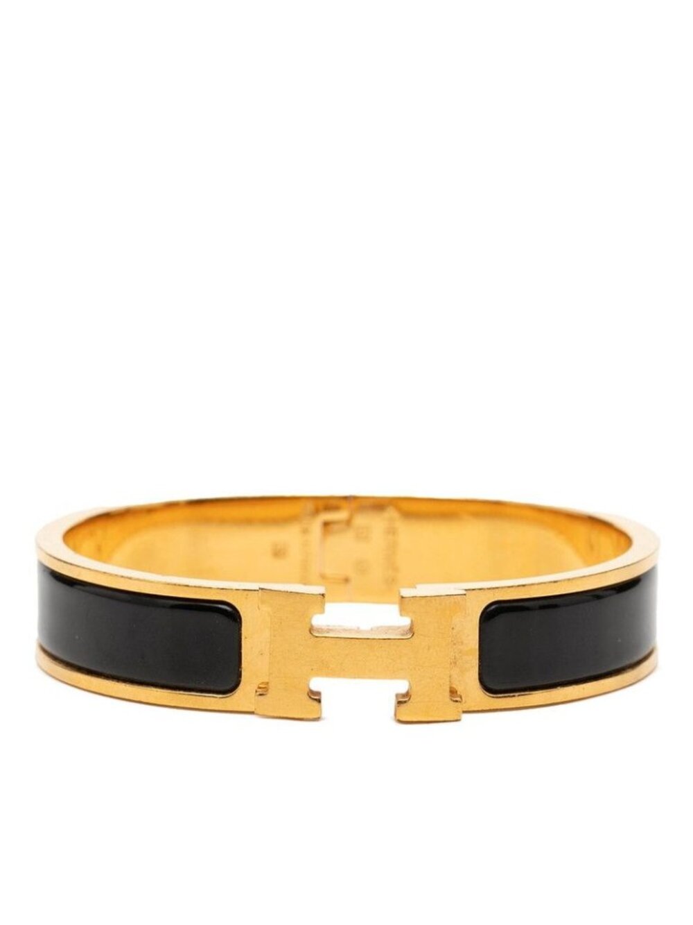 Hermes Click PM Bracelet Gold Black Plated Enamel